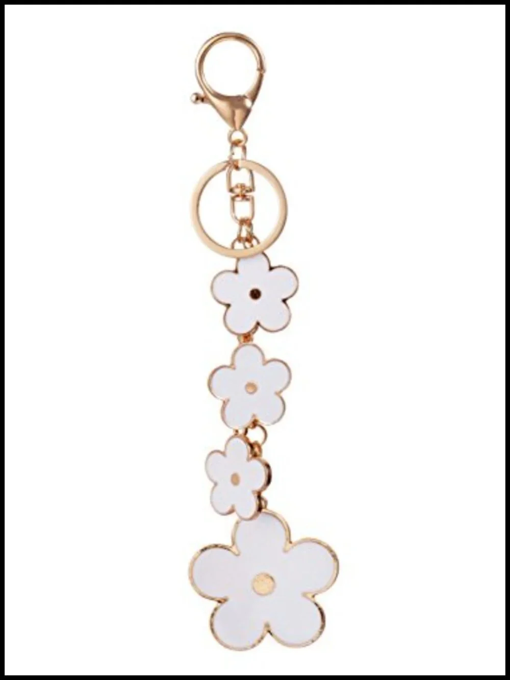 Flower Purse Charm Gold Plated Alloy Keychain Handbag Accessory Gift for Women